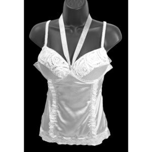 Womens Love Culture Bustier Strap Top Polka Dot Embellished Rose Lace Sze Medium